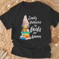 Garden Gnome Easily Distracted By Books Gnomes T-Shirt Gifts for Old Men