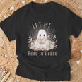 Ghost Book Lover Let Me Read In Peace Tee T-Shirt Gifts for Old Men