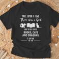 Girl Who Loved Books Cats And Dragons Reading Lover T-Shirt Gifts for Old Men