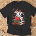 Goat Reading Book Graphic With Floral T-Shirt Gifts for Old Men Goat Reading Book Graphic With Floral T-Shirt Gifts for Old Men