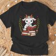 Goat Reading Book Graphic Goat With Book Floral T-Shirt Gifts for Old Men Goat Reading Book Graphic Goat With Book Floral T-Shirt Gifts for Old Men