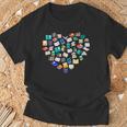 Heart Of Books Book Lover Heart Shape Reading T-Shirt Gifts for Old Men