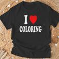 I Heart Love Coloring Hobbies Books Pencils Crayons Marker T-Shirt Gifts for Old Men