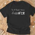 I’m A Simple Woman Sewing Dog Coffee Book T-Shirt Gifts for Old Men