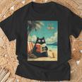 Japanese Cat Book Summer Beach Vacation Cruise T-Shirt Gifts for Old Men Japanese Cat Book Summer Beach Vacation Cruise T-Shirt Gifts for Old Men