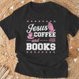 Jesus Coffee And Books Christian Reading Literary T-Shirt Gifts for Old Men