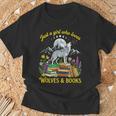 Just A Girl Who Loves Wolves And Books Howling Wolf Moon T-Shirt Gifts for Old Men Just A Girl Who Loves Wolves And Books Howling Wolf Moon T-Shirt Gifts for Old Men