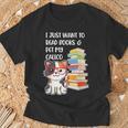 I Just Want To Read Books And Pet My Calico Kitty Cat T-Shirt Gifts for Old Men
