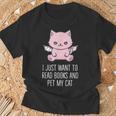 I Just Want To Read Books And Pet My Cat Pastel Goth Kawaii Men Women Kids T-Shirt Gifts for Old Men