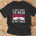 I Just Want To Read Books And Pet Dogs Cute Animal Reading T-Shirt Gifts for Old Men