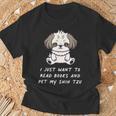 I Just Want To Read Books And Pet My Shih Tzu Dog Kawaii For Men Women Kids T-Shirt Gifts for Old Men