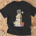 Kawaii Cats Books Coffee T-Shirt Gifts for Old Men Kawaii Cats Books Coffee T-Shirt Gifts for Old Men