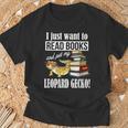 Kids Boys Girls Reptile Read Books Pet Leopard Gecko Lover T-Shirt Gifts for Old Men