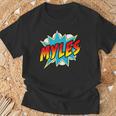 Kids Boys Myles Name Superhero Comic Book T-Shirt Gifts for Old Men