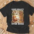 Leave Reality Enter Books Bookworm Reading Book T-Shirt Gifts for Old Men