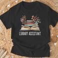 Library Assistant Messy Bun Library Book Reader T-Shirt Gifts for Old Men