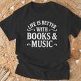 Life Is Better With Books & Music T-Shirt Gifts for Old Men