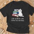 Life Is Better With Coffee Cats And Books Book Lover T-Shirt Gifts for Old Men