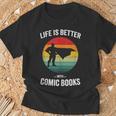 Life Is Better With Comic Books Vintage Comics Book T-Shirt Gifts for Old Men