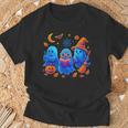 Little Ghost Coffee Tee Spooky Season Ghost Reading Book T-Shirt Gifts for Old Men