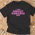 I Love Hockey Romance Book Hockey Lover Bookish Quote T-Shirt Gifts for Old Men