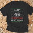 Marry Chistmas Read Again Book Lover Xmas Reader T-Shirt Gifts for Old Men