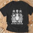 Messy Bun Skeleton Reading Book Coffee Never Better T-Shirt Gifts for Old Men Messy Bun Skeleton Reading Book Coffee Never Better T-Shirt Gifts for Old Men