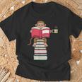Monkey Reading Books And Drinking Tea T-Shirt Gifts for Old Men
