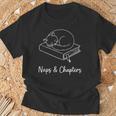 Naps And Chapters Sleeping Cat On Book Line Art T-Shirt Gifts for Old Men Naps And Chapters Sleeping Cat On Book Line Art T-Shirt Gifts for Old Men