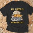 All I Need Is Books And Cats T-Shirt Gifts for Old Men