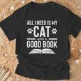 All I Need Is My Cat And a Good Book Cat Lover T-Shirt Gifts for Old Men