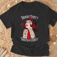 Nerdy Dirty Inked & Curvy Book Lover Tattoo Pop Art Girl T-Shirt Gifts for Old Men