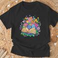 Open Book Surrounded By Colorful Spring Flowers Bloom T-Shirt Gifts for Old Men Open Book Surrounded By Colorful Spring Flowers Bloom T-Shirt Gifts for Old Men