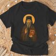 Orthodox Icon Of Seraphim Rose Holding The Holy Book T-Shirt Gifts for Old Men