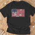 Patriotic Book Flag Reading American Flag Books Teacher T-Shirt Gifts for Old Men