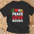 Peace Love Books Bookworm Book Lovers T-Shirt Gifts for Old Men
