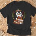 Penguin Reading Book Graphic Penguin With Book Floral T-Shirt Gifts for Old Men Penguin Reading Book Graphic Penguin With Book Floral T-Shirt Gifts for Old Men