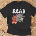 Pig Elephant Reading Cute Book Lover Bookworm Boys Girls Kid T-Shirt Gifts for Old Men