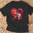 Pretty Girl With Book And Hearts For Valentine's Day T-Shirt Gifts for Old Men