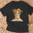 Puppy Open Book Reading Dog Lover Graphic Portrait Round T-Shirt Gifts for Old Men Puppy Open Book Reading Dog Lover Graphic Portrait Round T-Shirt Gifts for Old Men