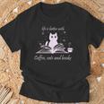 Quote With Coffee Cats And Book Reading T-Shirt Gifts for Old Men