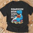 Rawrsome Bookworm Dinosaur T-Rex Book Reading Boys T-Shirt Gifts for Old Men