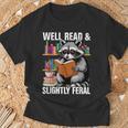 Well Read & Slightly Feral Raccoon Book Lover Graphic T-Shirt Gifts for Old Men