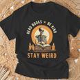 Read Books Be Kind Stay Weird Skeleton Reading Goth Bookish T-Shirt Gifts for Old Men