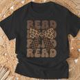 Read Coquette Bow Retro Western Groovy Leopard Reading T-Shirt Gifts for Old Men