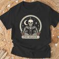 The Reader Tarot Skeleton Gothic Bookish Book Reading Lover T-Shirt Gifts for Old Men