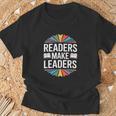 Readers Make Leaders Saying Book Lovers T-Shirt Gifts for Old Men