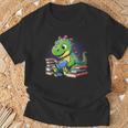 Reading Dinosaur Book Lover Cute Dino Reading T-Shirt Gifts for Old Men