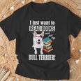 Reading Kids Cartoon Read Books Pet Bull Terrier Lover T-Shirt Gifts for Old Men