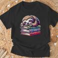 Reading Muffler Sloth On Stack Of Books T-Shirt Gifts for Old Men Reading Muffler Sloth On Stack Of Books T-Shirt Gifts for Old Men